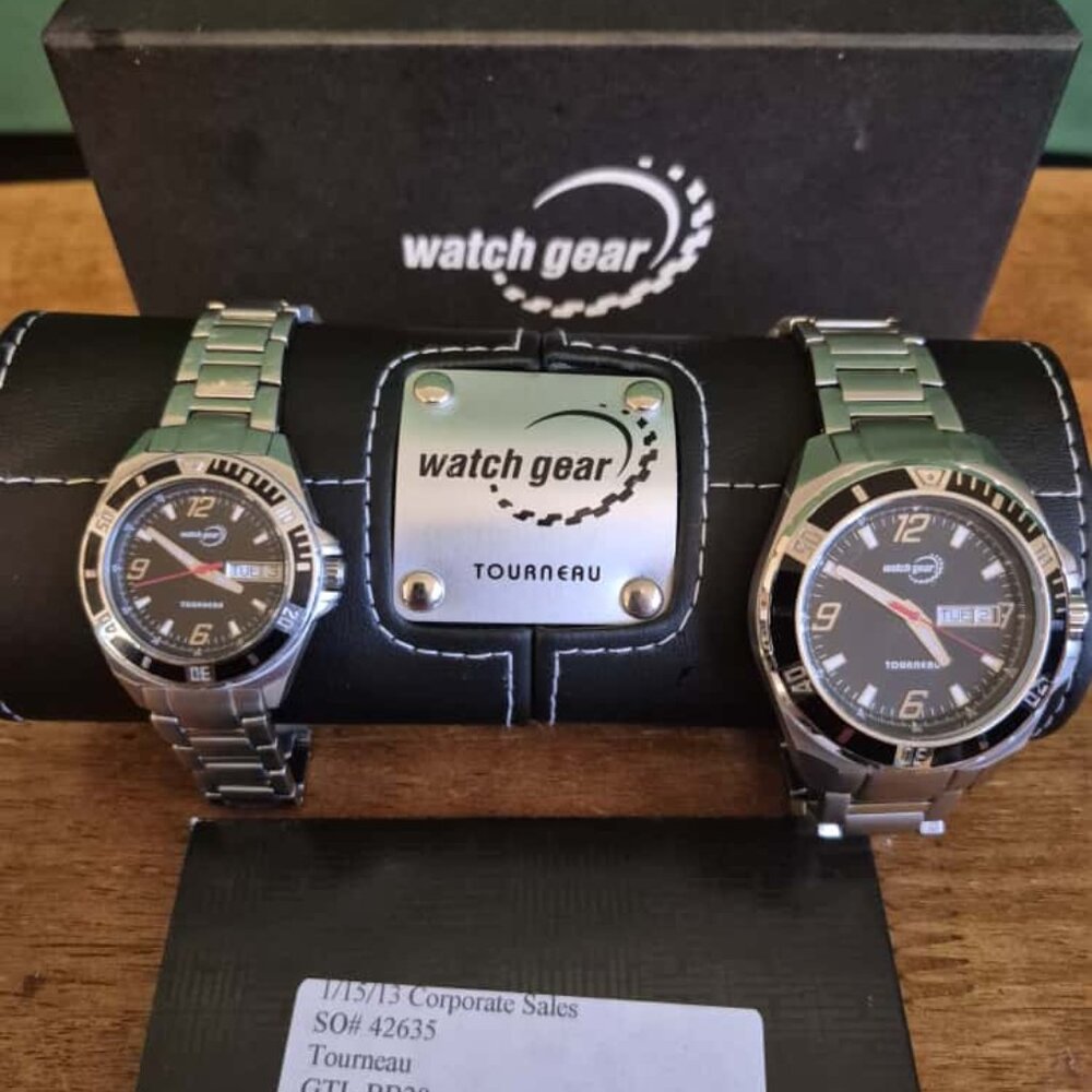Man and woman Tourneau watches